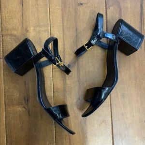 Tory Burch Patent Leather Block Heel Sandal GUC